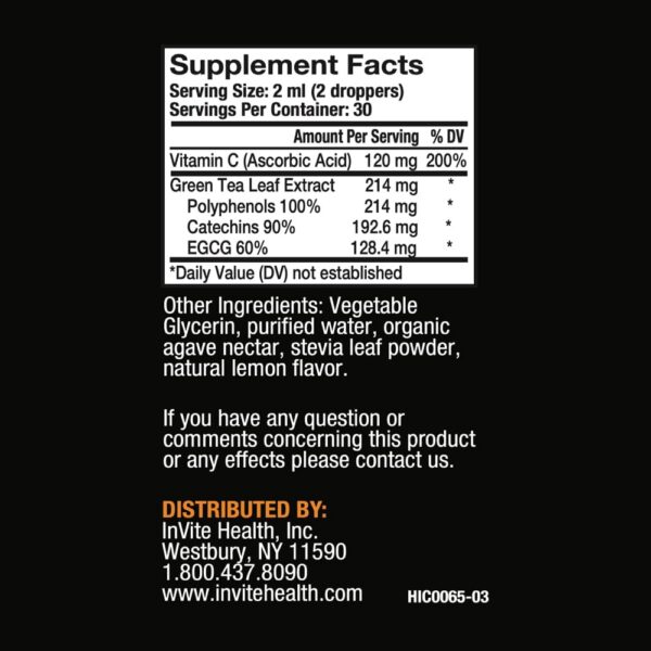 Version 1.0.0 Suplemento antioxidante té verde Invite Health 2 onzas fluidas vitamina c