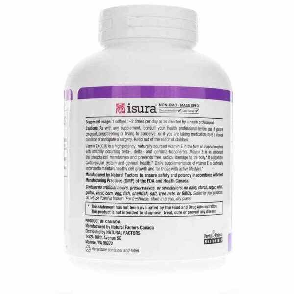 Version 1.0.0 Suplemento antioxidante Vitamina E Natural Factors 240 caps