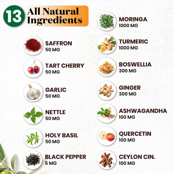 Suplemento para apoyo articular con Turmeric Moringa y Boswellia