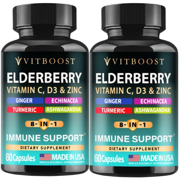 Suplemento de apoyo inmunológico con saúco y vitaminas paquete de 2