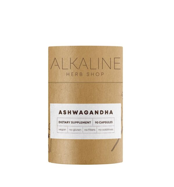 Suplemento de Ashwagandha Alkaline Herb Shop 90 cápsulas vegetales