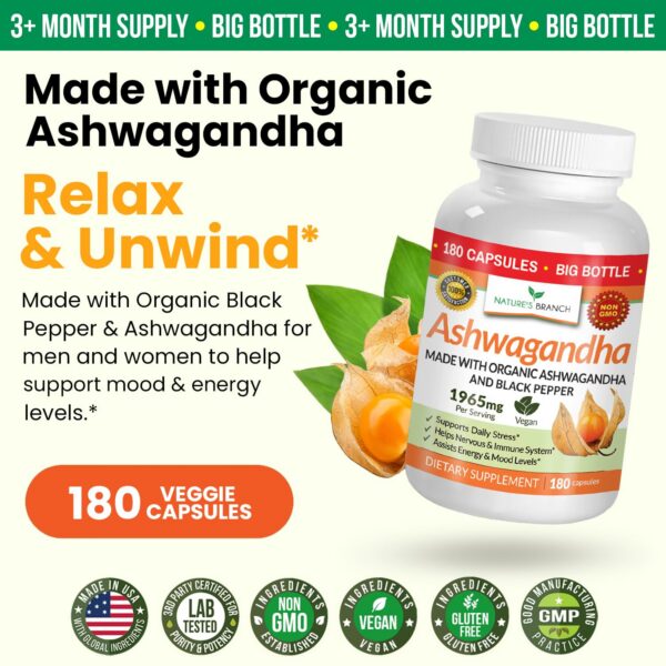Suplemento de ashwagandha para estrés y concentración