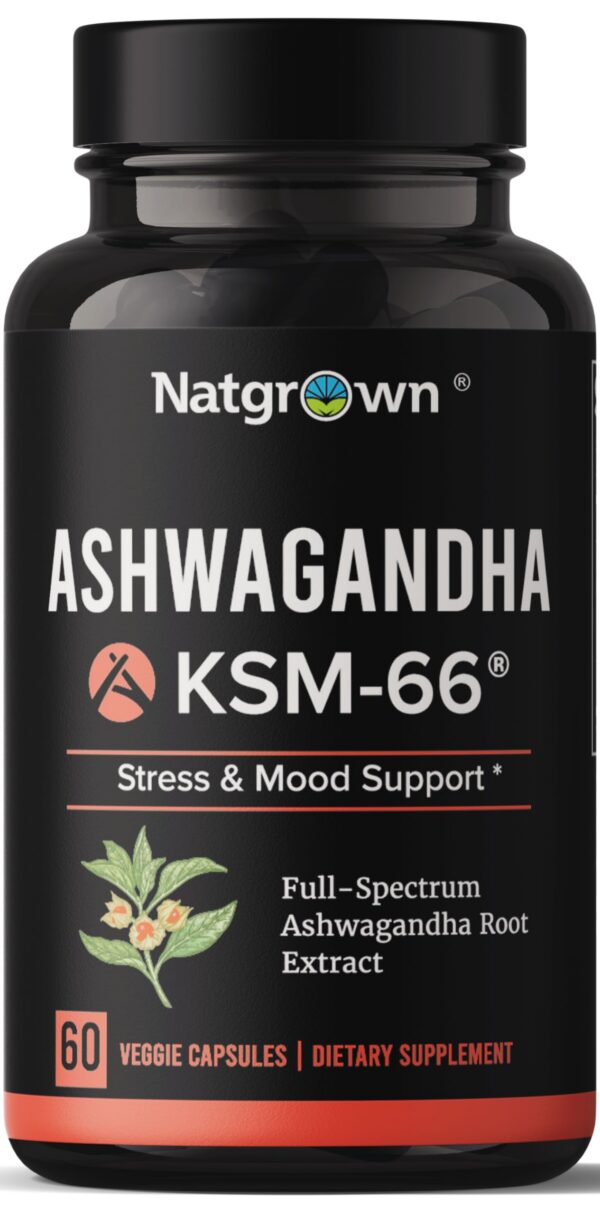 Suplemento potencia Ashwagandha KSM-66 para estrés y energía
