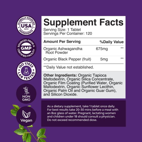 Version 1.0.0 Suplemento natural Ashwagandha Natures Craft 120 tabletas