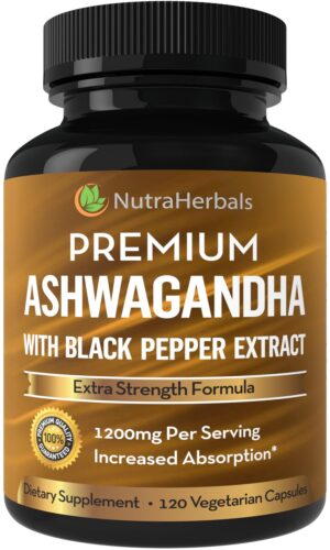 Suplemento Ashwagandha NutraHerbals 1200mg 120 cápsulas