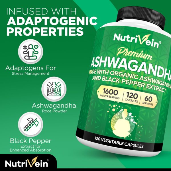 Suplemento de Ashwagandha Nutrivein con extracto natural de raíz