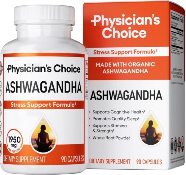 Version 1.0.0 Suplemento Ashwagandha orgánica Physician's CHOICE 90 cápsulas