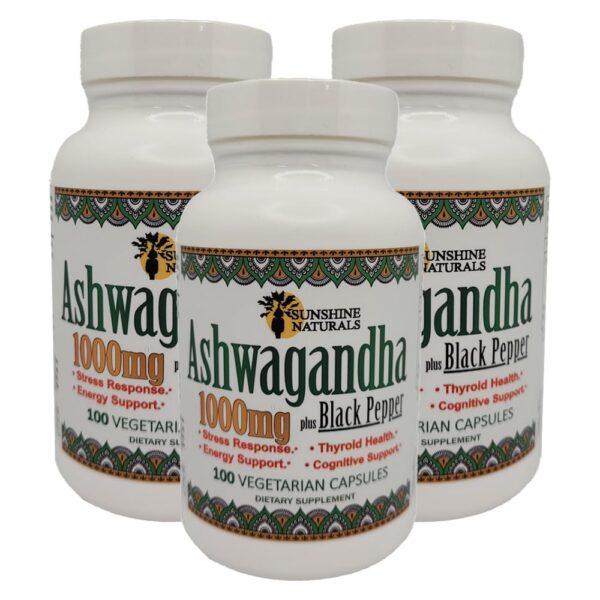 Suplemento Ashwagandha Sunshine Naturals frasco principal