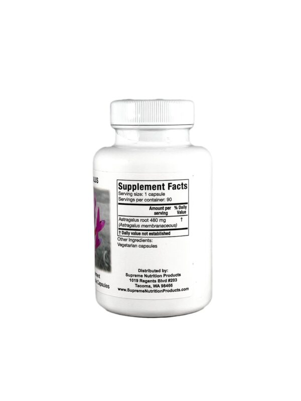 Suplemento Astrágalo Supreme Nutrition vista lateral del frasco