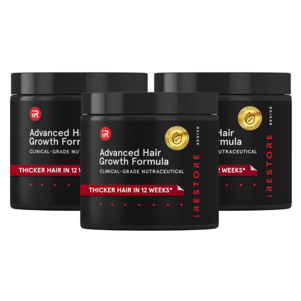 Suplemento avanzado iRESTORE para crecimiento capilar de mujeres.