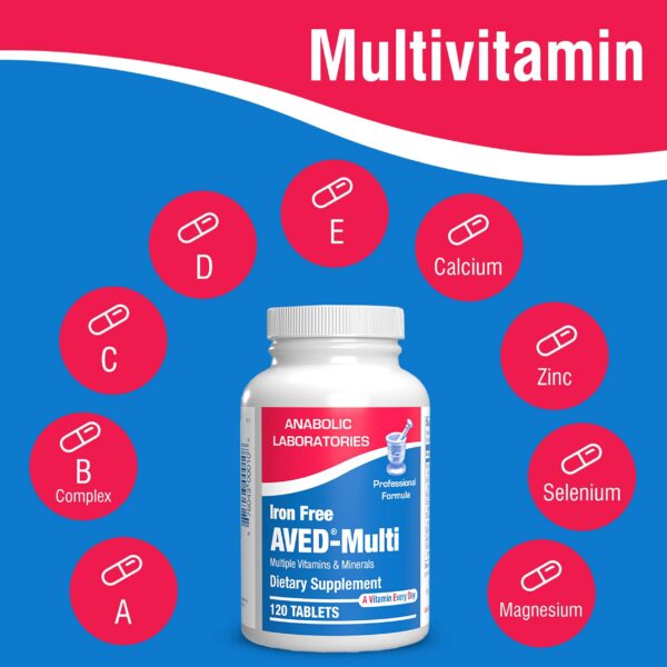 Suplemento AVED multivitamínico sin hierro para hombres y mujeres