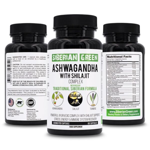 Suplemento ayurvédico de Ashwagandha y Shilajit Altai