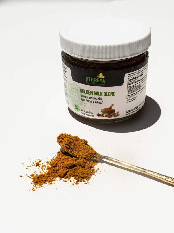 Suplemento ayurvédico mezcla cúrcuma y nuez moscada Athreya