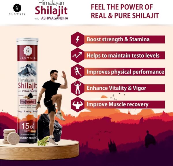 Suplemento ayurvédico G-GLOWSIK Shilajit para bienestar holístico