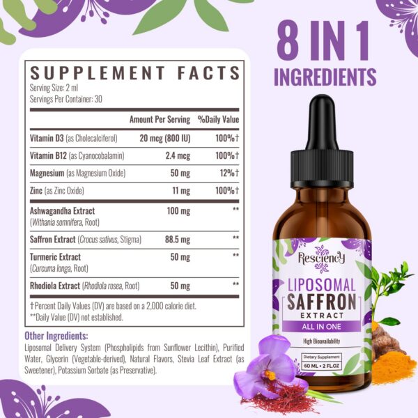 Suplemento de azafrán con ashwagandha para estado de ánimo