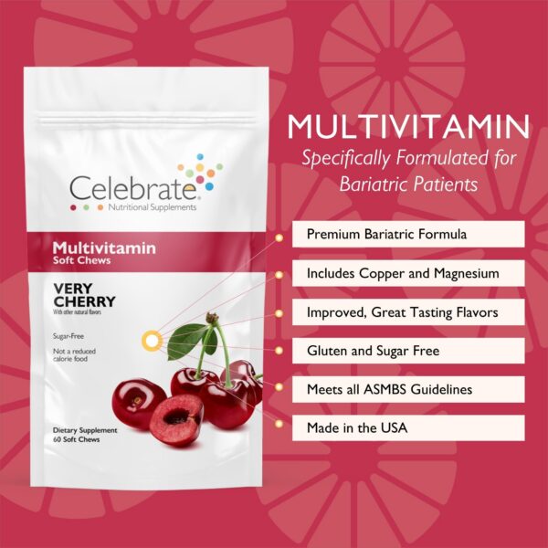 Suplemento bariátrico Celebrate Vitamins multivitamínico gominolas cereza