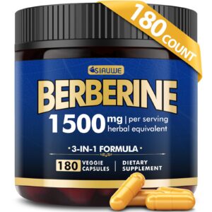 suplemento berberina alta potencia 1500mg 180 cápsulas
