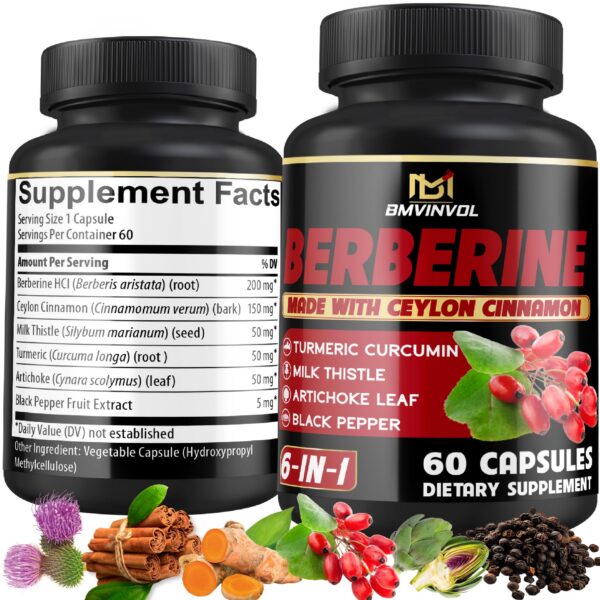 Suplemento de berberina BMVINVOL frasco 60 cápsulas