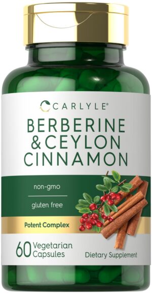 Suplemento Berberina Canela Ceilán 2000mg Carlyle frasco