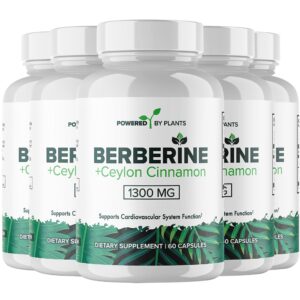 Suplemento berberina pura Powered X Plants frasco con etiqueta verde