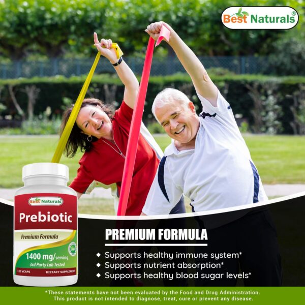 Suplemento Best Naturals prebióticos para salud intestinal