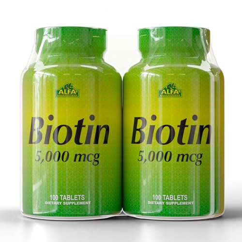 Suplemento de biotina 5000 mcg para uso diario.
