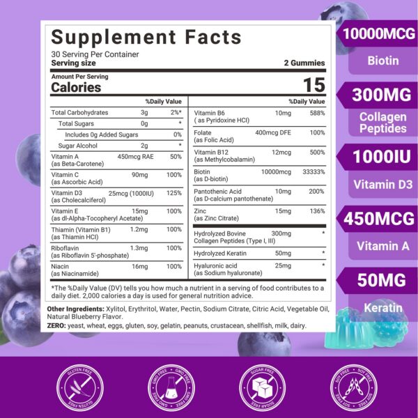 Suplemento biotina para fortalecer uñas y piel Wiszeen