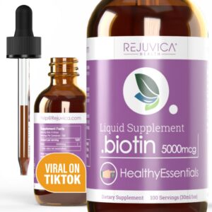 Suplemento biotina líquida Rejuvica Health 5000 mcg botella