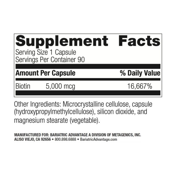 Suplemento de biotina post cirugía bariátrica