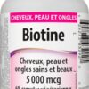 Suplemento biotina Webber Naturals para la salud capilar