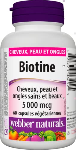 Suplemento biotina Webber Naturals para la salud capilar