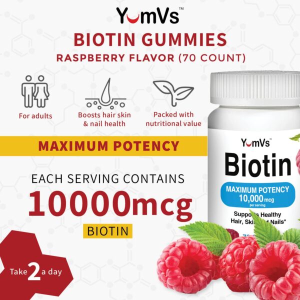 Suplemento biotina YumVs 10000 mcg para adultos 70 gomitas