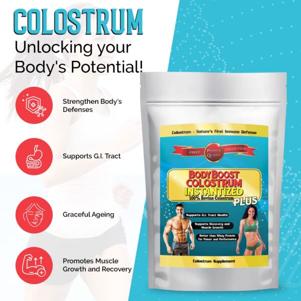 Polvo de calostro BodyBoost 99.5% puro y natural