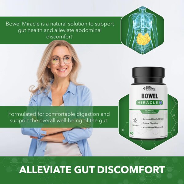 Suplemento Bowel Miracle con vitaminas para función digestiva