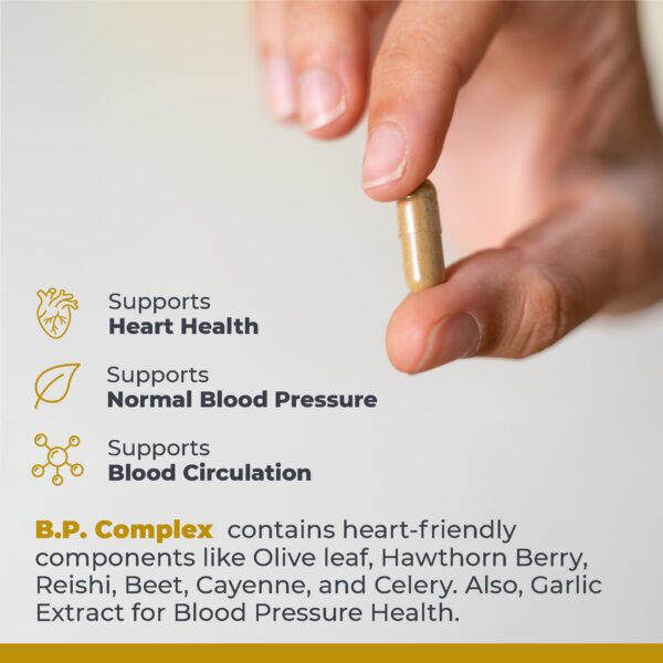 Suplemento BP Complex hoja de olivo y ajo para salud cardiaca