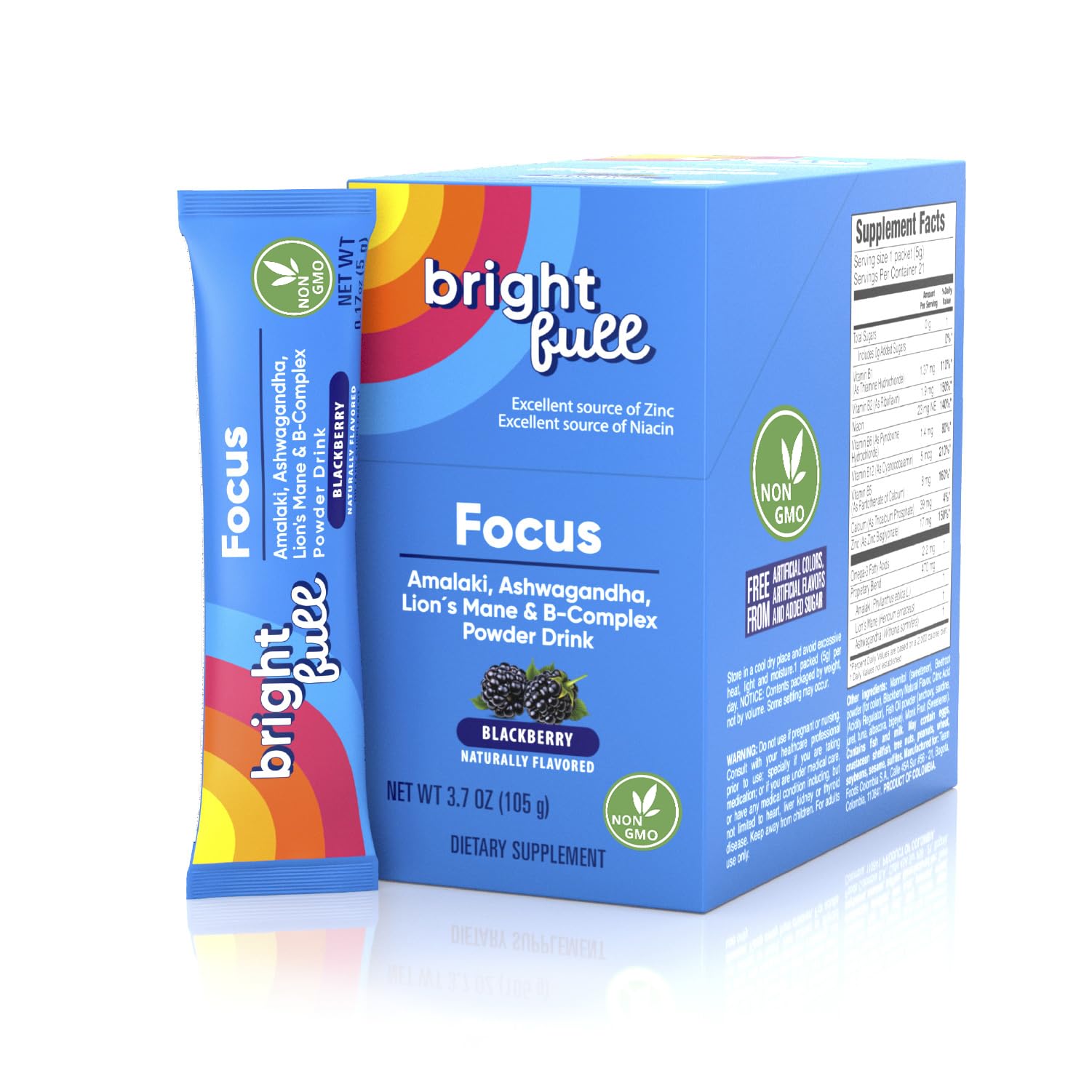 BRIGHTFULL Focus Dietary Supplement Powder Ashwagandha B Vitamins → 