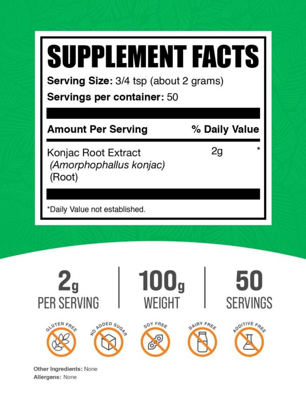 Version 1.0.0 Suplemento BulkSupplements glucomanano sin gluten polvo 2 gramos por porción