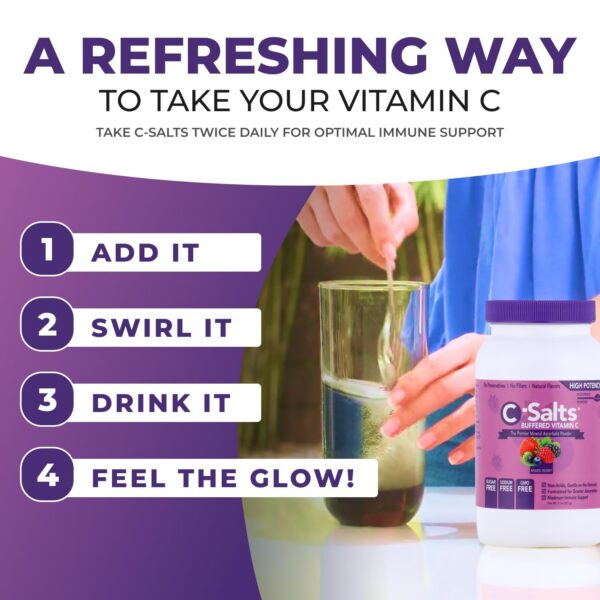 Cuchara con polvo de vitamina C C-Salts para mezcla