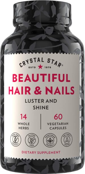 Suplemento para cabello y uñas Crystal Star frasco de 60 cápsulas