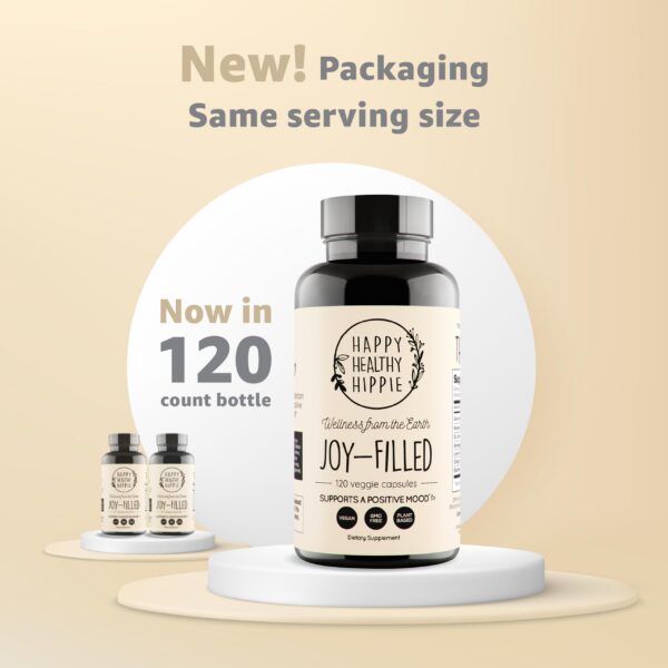 Caja de suplemento calmante con hierbas naturales y plantas adaptógenas