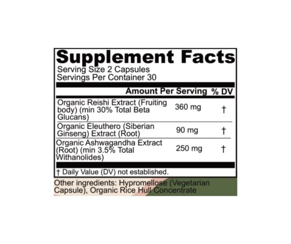 Suplemento calmante Peak and Valley con raíz Eleuthero y Reishi