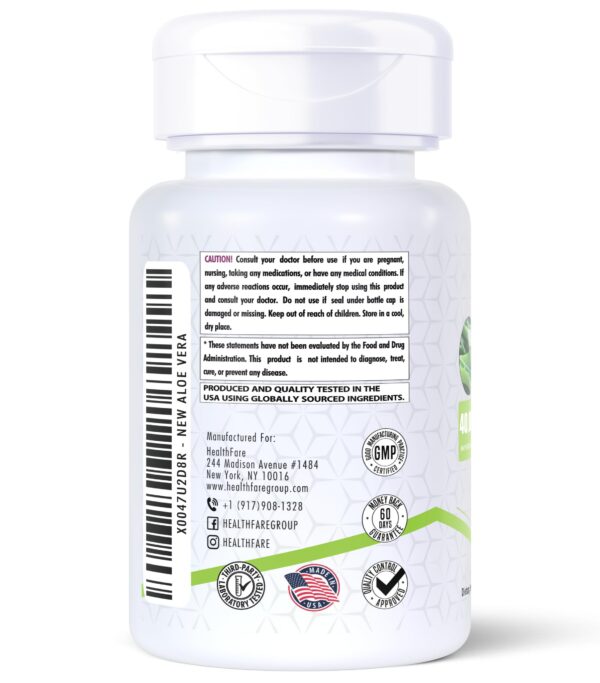 Version 1.0.0 Suplemento de cápsulas Aloe Vera Healthfare, 60 unidades