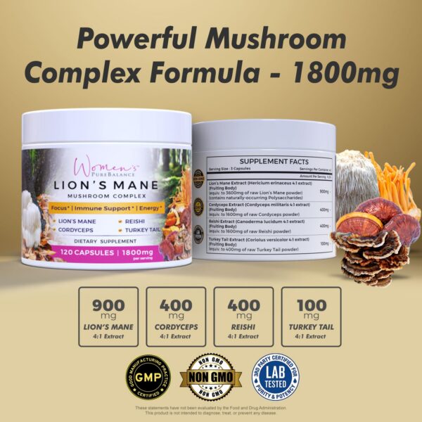 Suplemento cápsulas Melena de León hongos antioxidantes energéticos