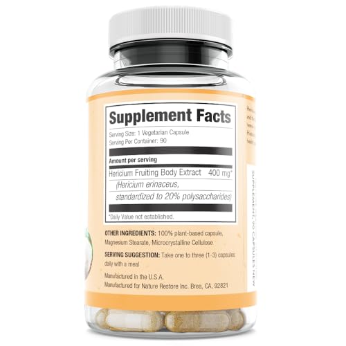 Suplemento cápsulas Nature Restore extracto de hongo melena de león