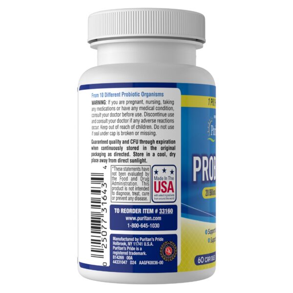 Suplemento cápsulas probiótico 10 Puritan's Pride