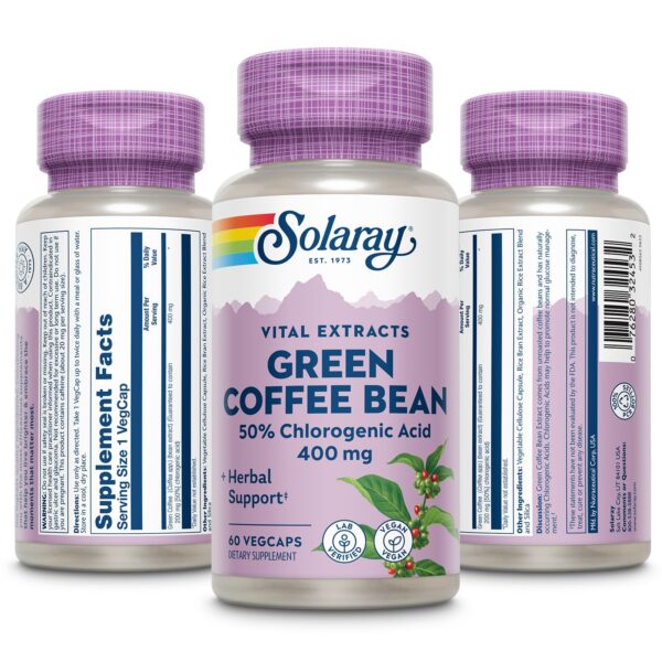 Suplemento cápsulas vegetales de café verde SOLARAY 400mg