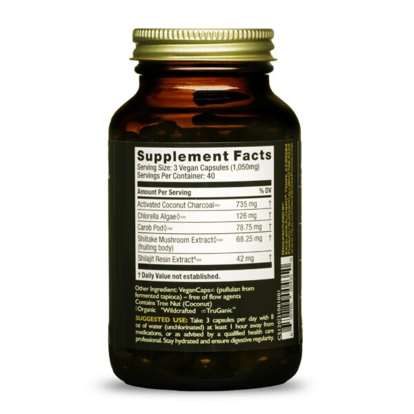 Suplemento carbón activado HealthForce SuperFoods para digestión