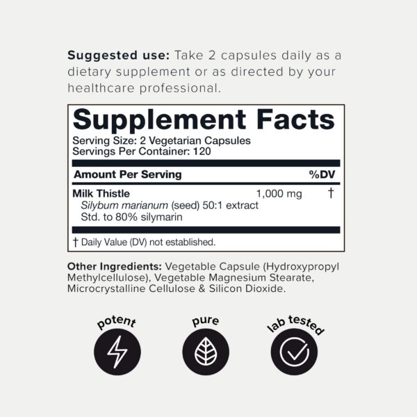 Suplemento cardo mariano con alta silimarina por Toniiq