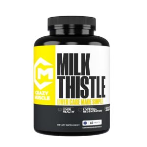 Suplemento de cardo mariano Crazy Muscle en botella