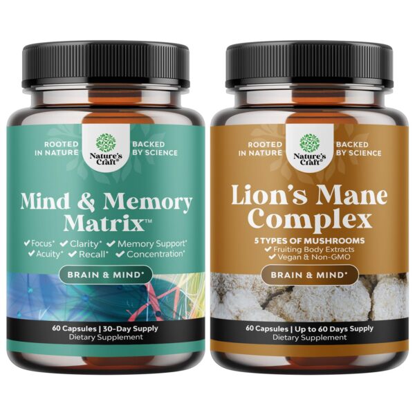 Paquete de suplementos cerebrales Natures Craft para memoria y enfoque